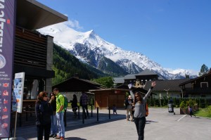 Astrid - excited to be in Chamonix - and about to head up to the Aigulle de Midi