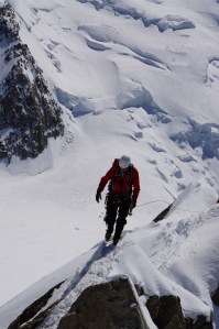 Mountaineers arriving at the peak