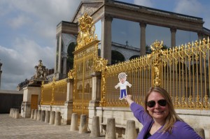 Our first full day in France - completely jetlagged - we tackled Versailles. Levi was cheerful through that 13 hour day and even posed with me at the palace gates before we left.