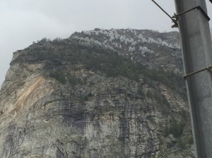 If you look closely you can see the snow dusted evergreen trees. A sign that it was not warm as we left Zermatt that morning.