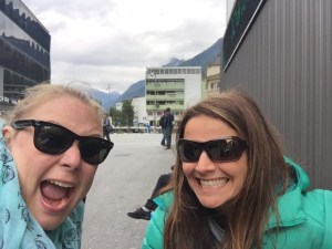 Waiting in Visp (I think) for our train connection. This was the only place - the entire trip - where we found take-away coffee. And it was decent. From something like a 7-11 meets Co-op grocery store.