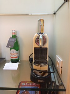 The espresson maker in our amazing hotel room.